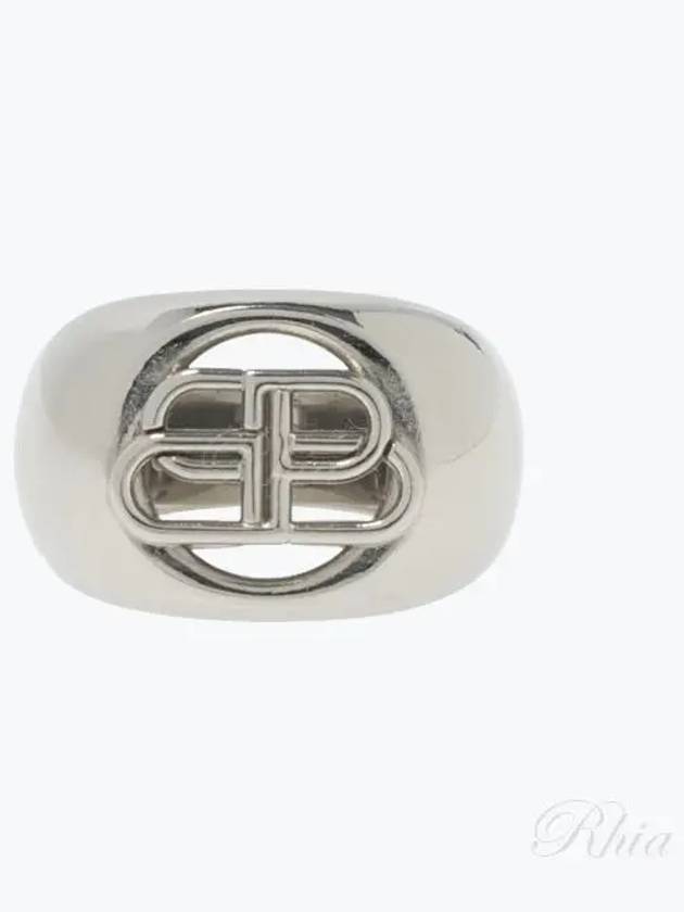 Luxury Balenciaga  BB Signature Bold Ring Silver