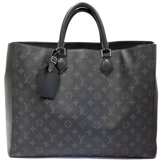 Louis Vuitton Grand Sack M44733 Monogram Eclipse Tote Bag Black Leather  Unisex Preservation Bag