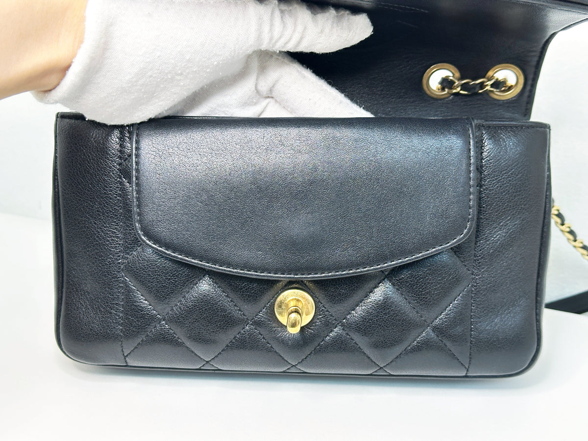 Chanel Small Diana Flap Black Lambskin GHW 2073 holo