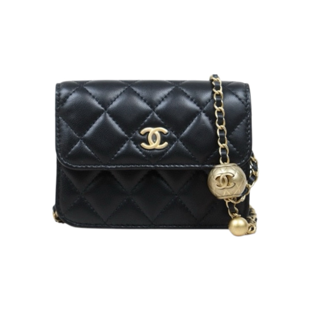 Excellent（Rank SA）｜ CHANEL Lambskin Leather Matrasse Chain mini Bag Made In 2020～2021Year｜H25022411