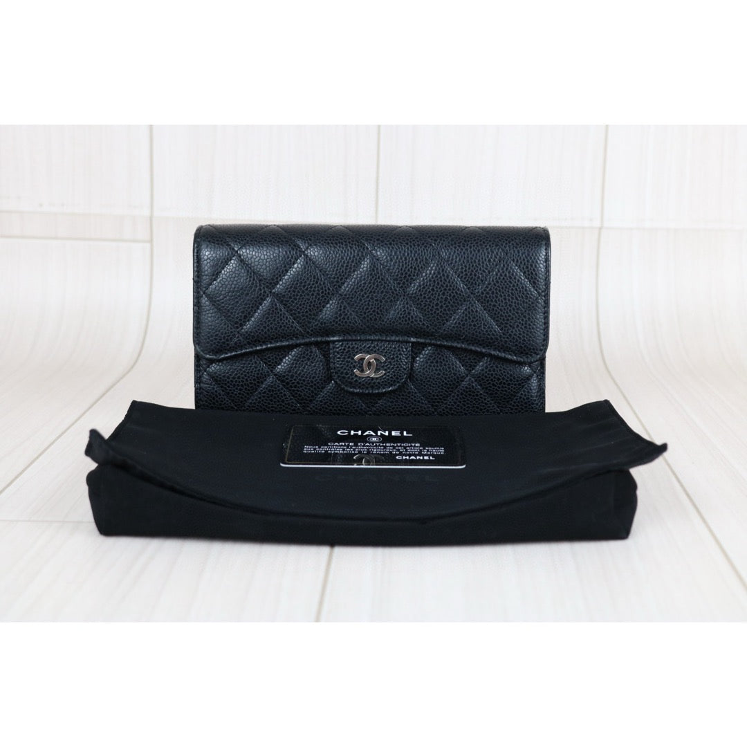 Very Good ( Rank A)｜CHANEL Caviar Skin Black Long Wallet Made In 2014 - 2015 Year｜X25050604