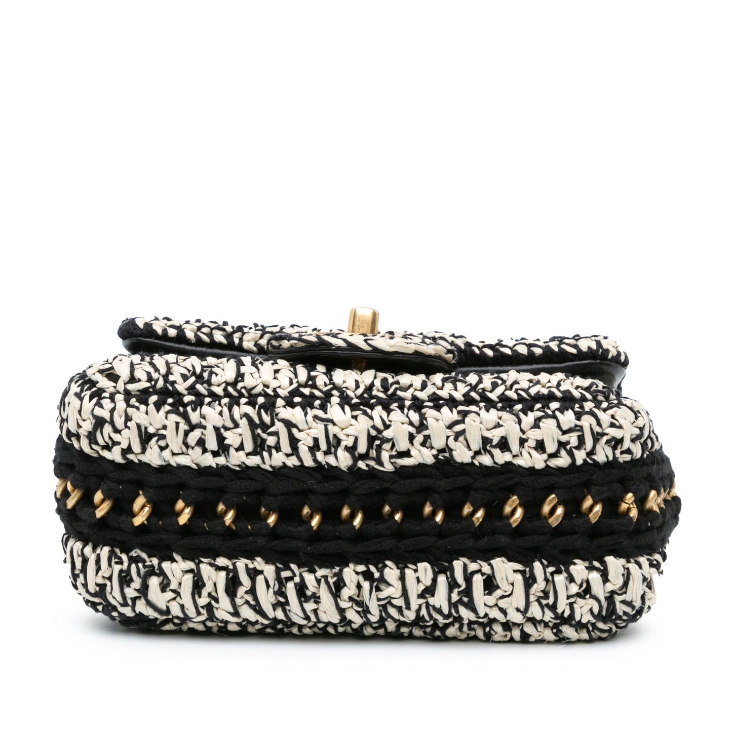 White Chanel Raffia Braided with Love Flap Crossbody Bag