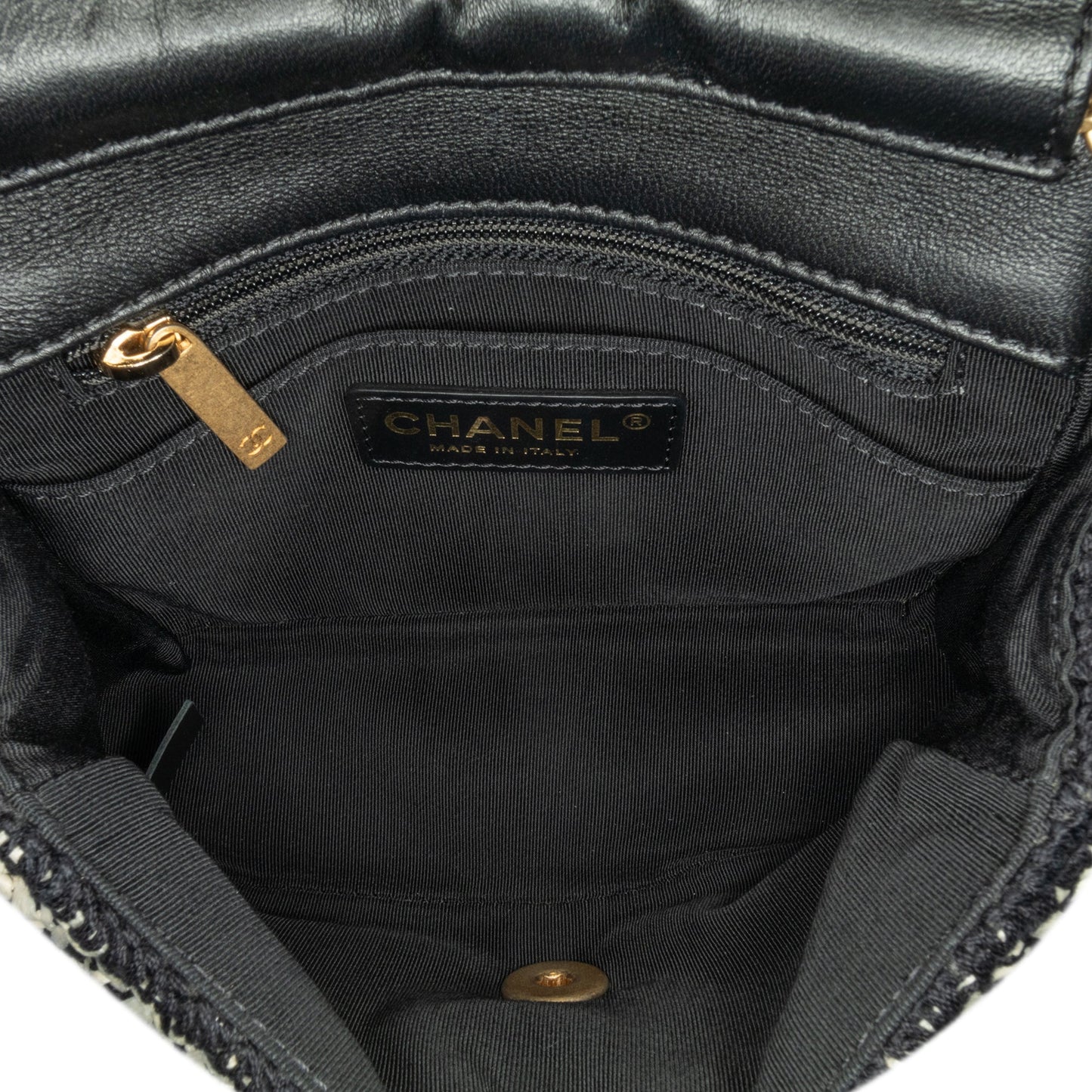 White Chanel Raffia Braided with Love Flap Crossbody Bag