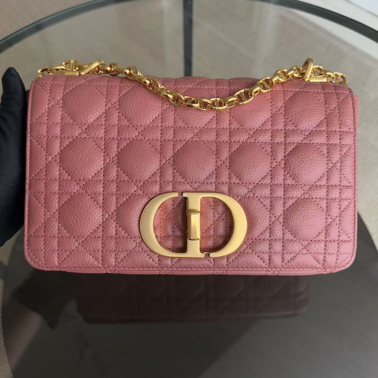 *Un* Dior Caro - Medium Cannage Calfskin Pink Gold Hardware