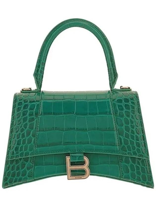 Luxury Balenciaga  Hourglass Crocodile Small Tote Bag Green