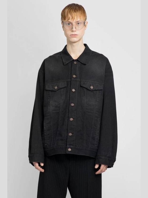 Luxury Balenciaga  Political Campaign Logo Oversized Denim Jacket Black