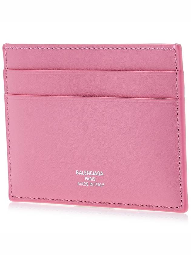 Luxury Balenciaga  Logo Calfskin Card Wallet Pink