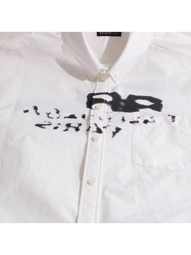 Luxury Balenciaga  Hand Drawn BB Overfit Long Sleeve Shirt White
