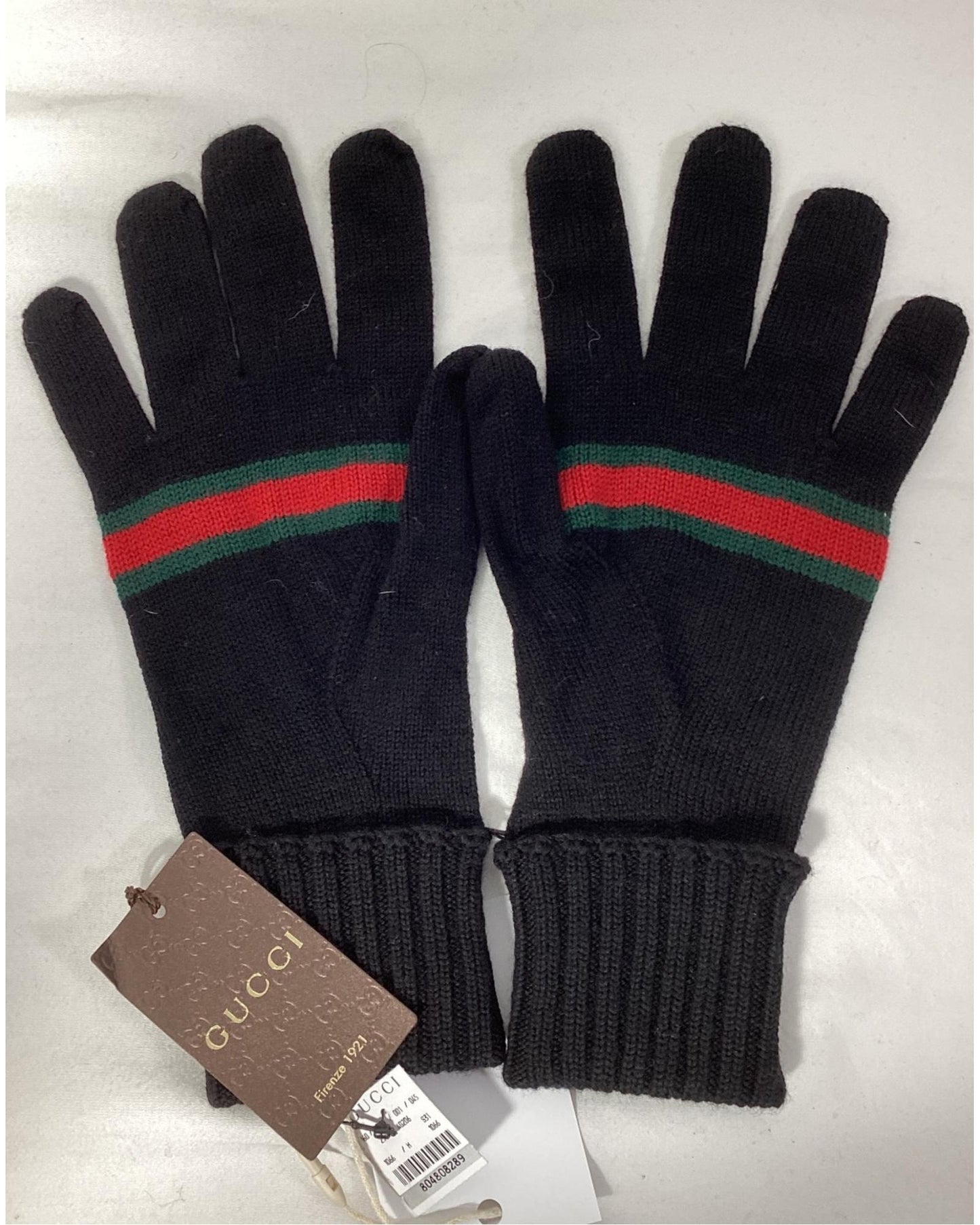 Gucci Web Stripe Knit Gloves Men Black Gloves & Mittins