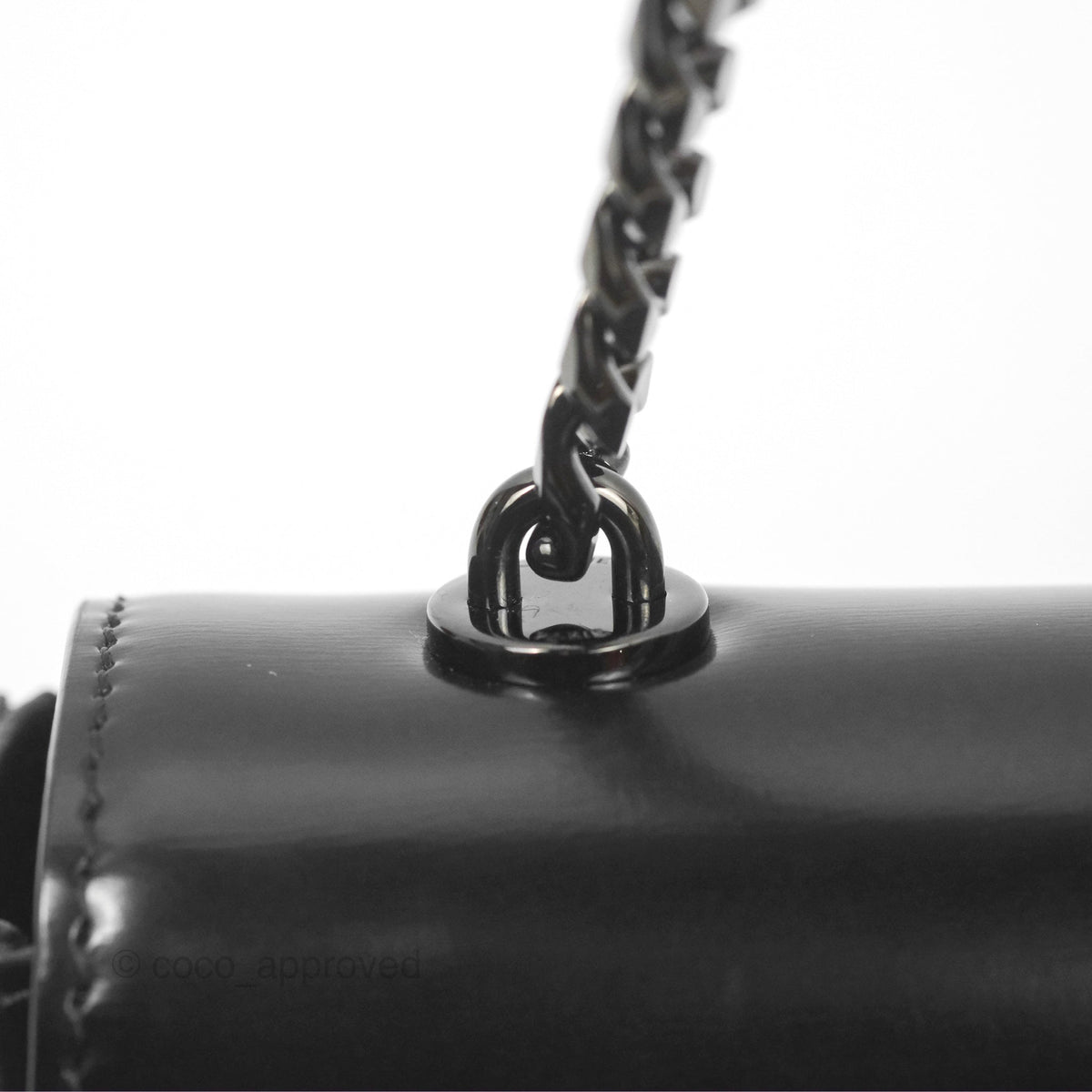 Celine Triomphe Chain Shoulder Bag So Black Shiny Calfskin