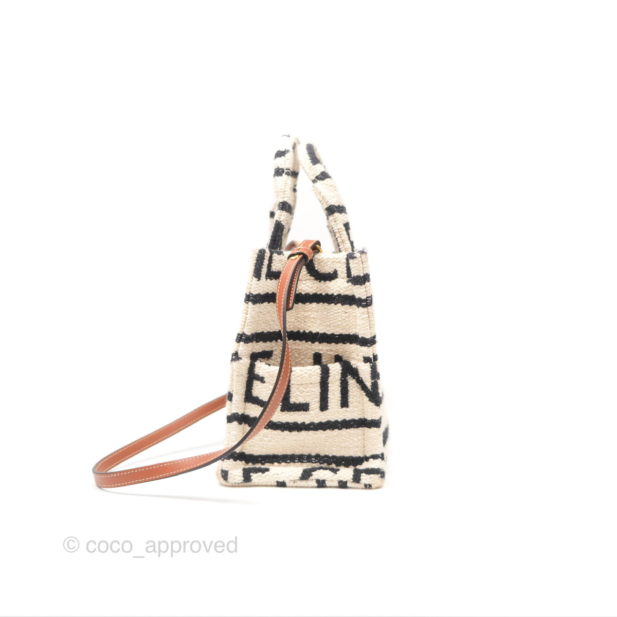 Celine Small Cabas Thais Textile with Celine All-Over White