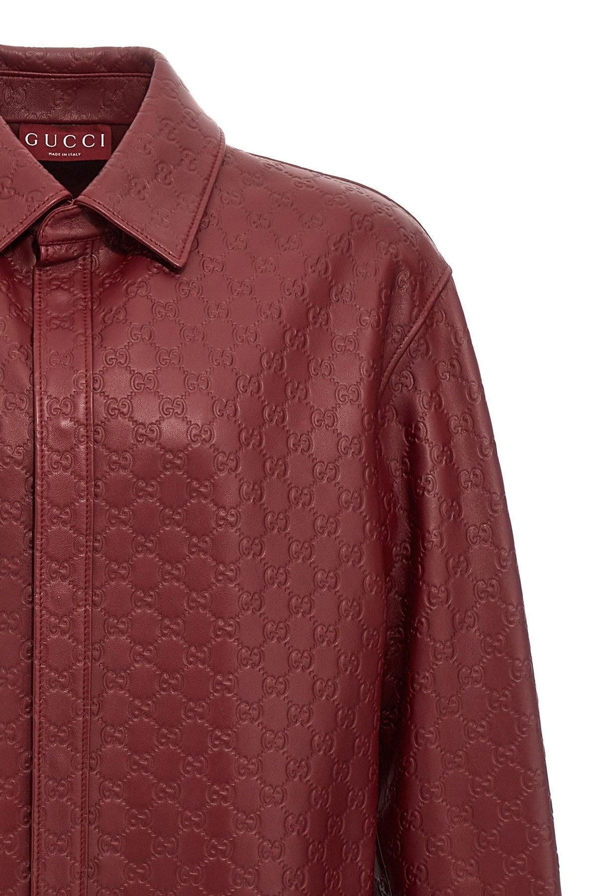 Gucci Men 'Gg' Leather Overshirt