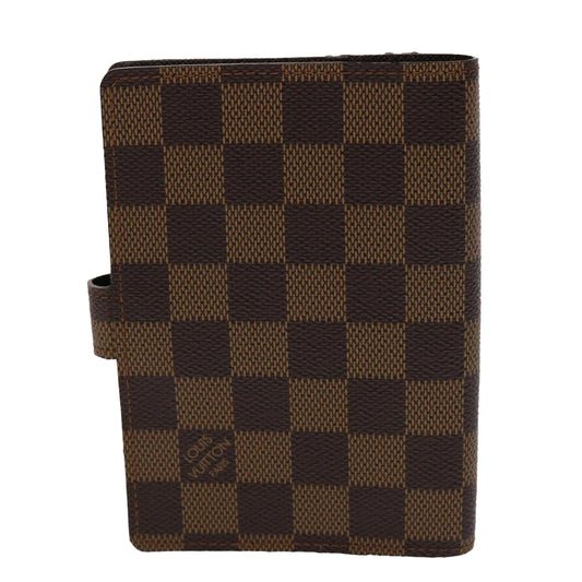 LOUIS VUITTON Damier Ebene Agenda PM Day Planner Cover R20029 LV Auth 46414