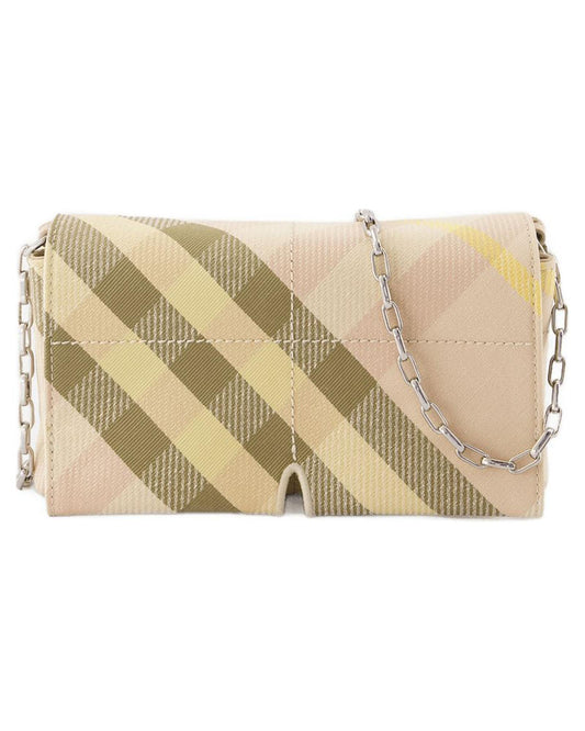 Burberry Check Pattern Eyeglass Case Chain Strap Women Pink | Pink Wallet On Chain ONE SIZE pink | pink