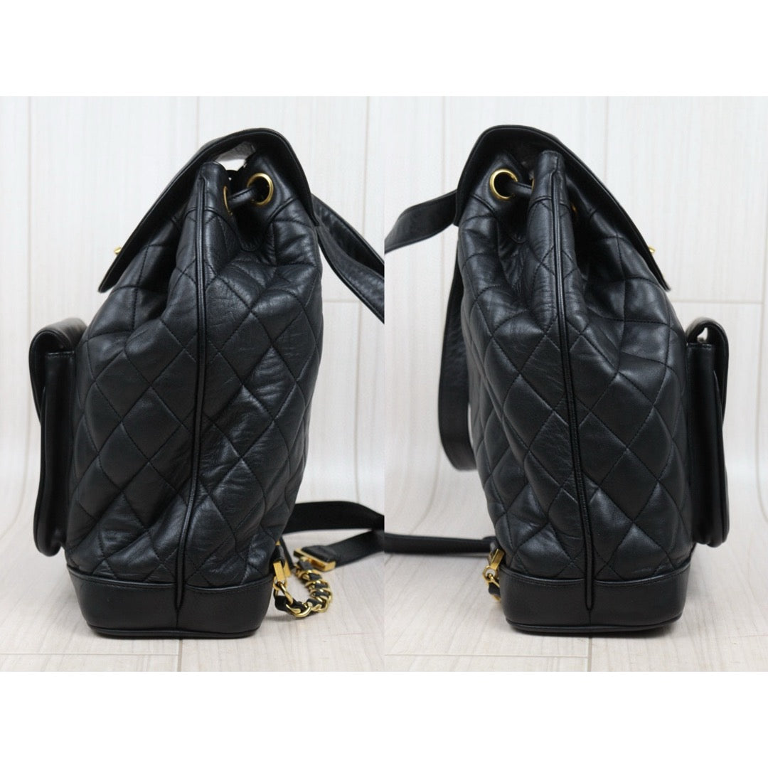 Good ( Rank AB)｜CHANEL  Lamb Skin Duma Backpack  Black Made in 1991-1994Year｜Y25022710