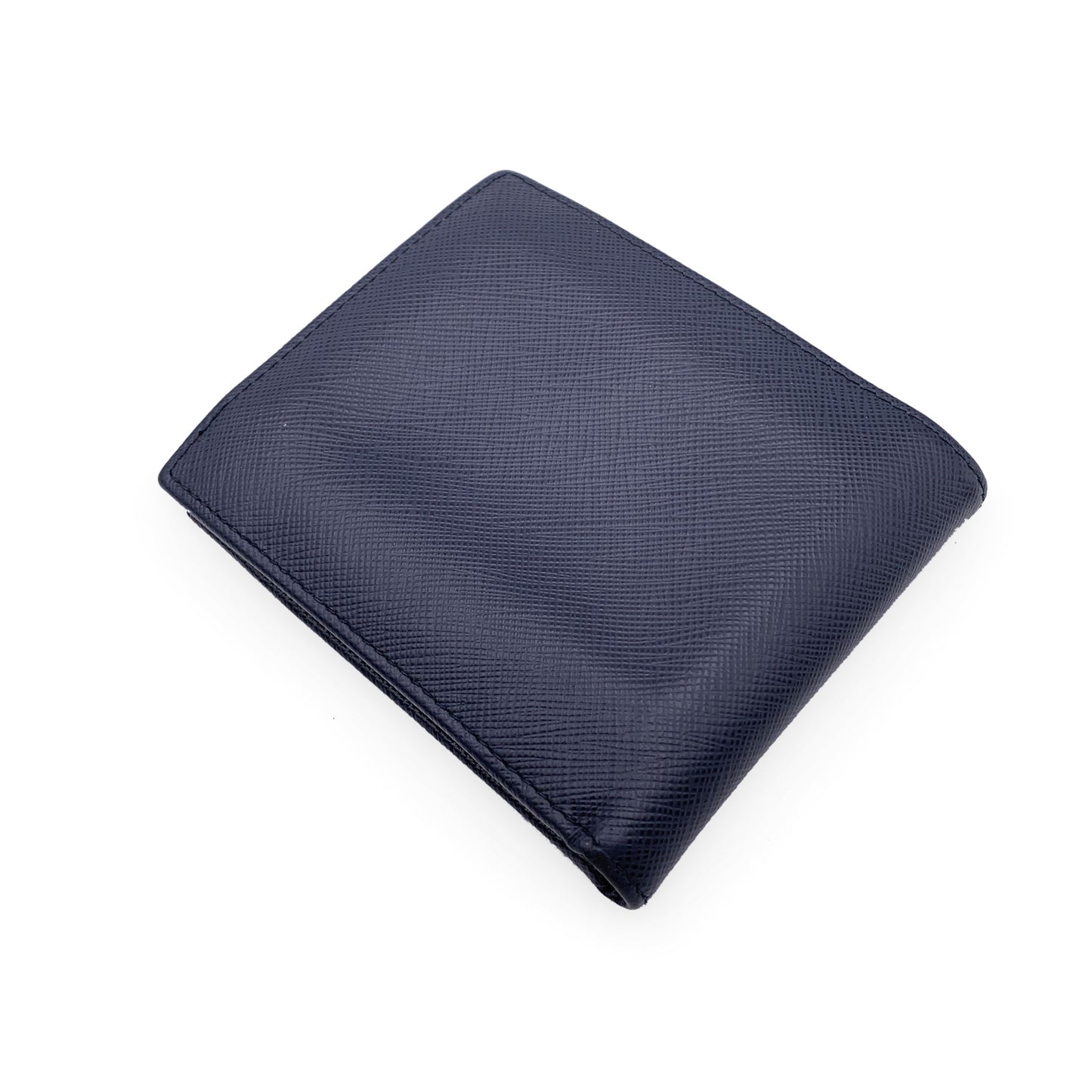 PRADA Blue Saffiano Leather Bifold Wallet Coin Purse