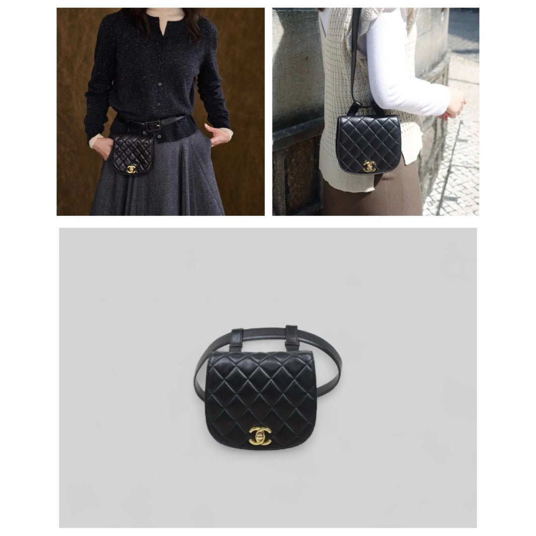 Rank A ｜ CHANEL  Matrasse Lambskin Waist Bag ｜P25051609