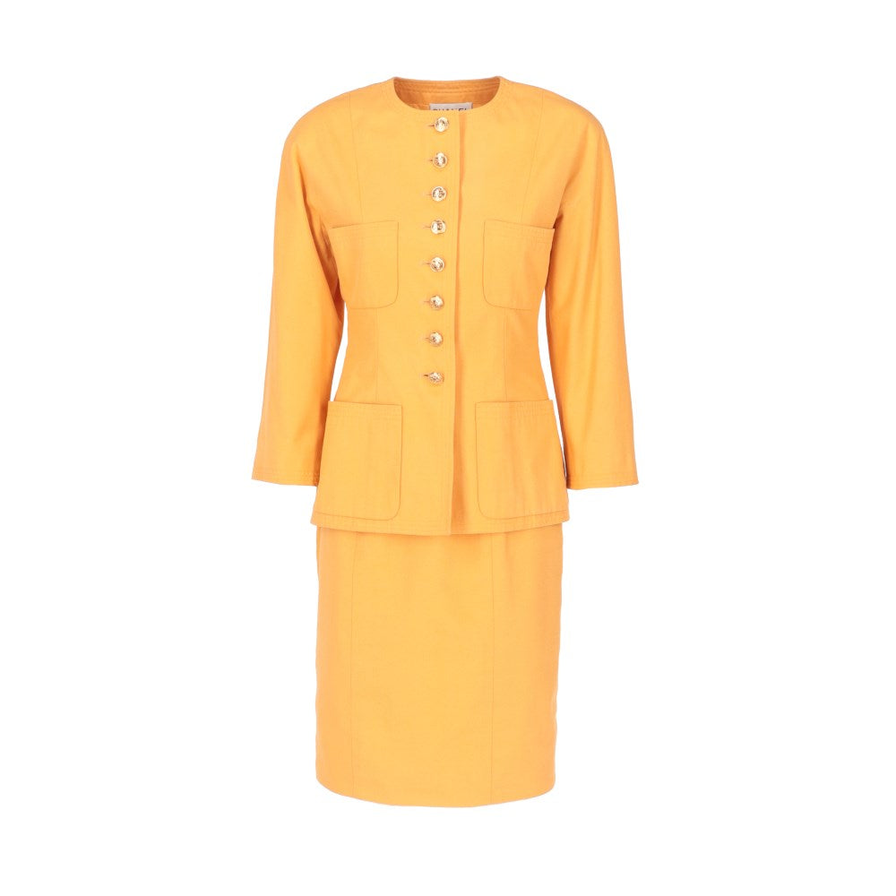 Chanel Orange Cotton Skirt Suit - '90s