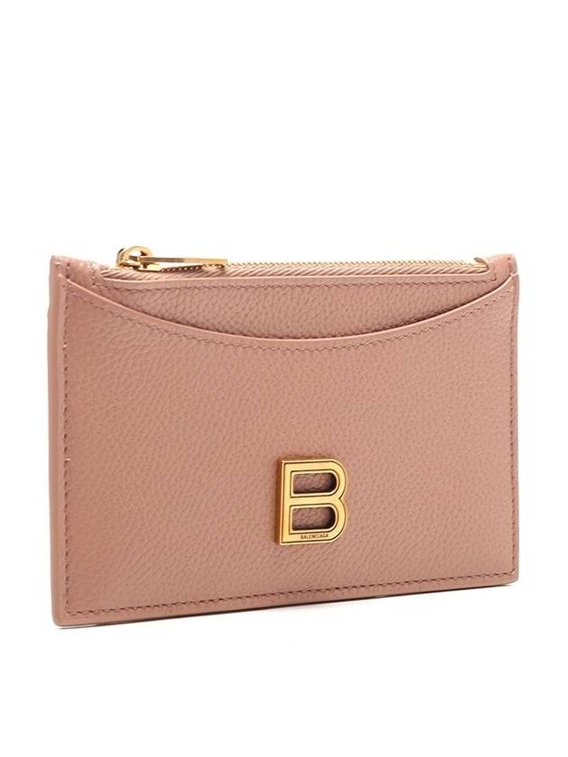 Luxury Balenciaga  Hourglass Gold B Logo Zipper Long Card Wallet Beige