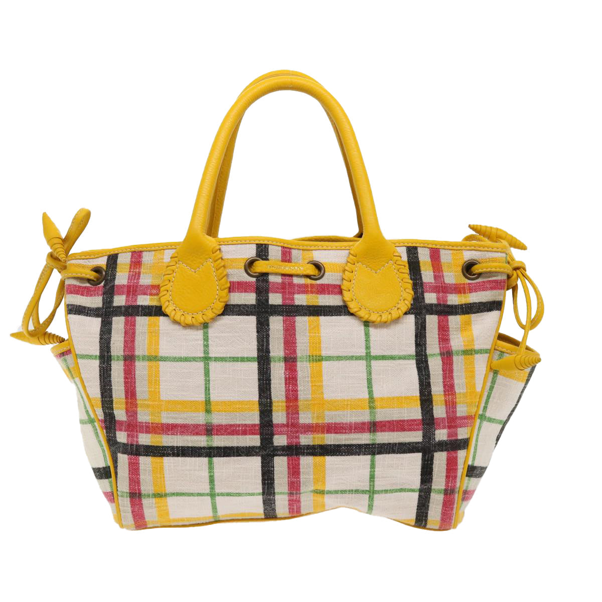 BURBERRY Nova Check Tote Bag Canvas Beige Auth 46962