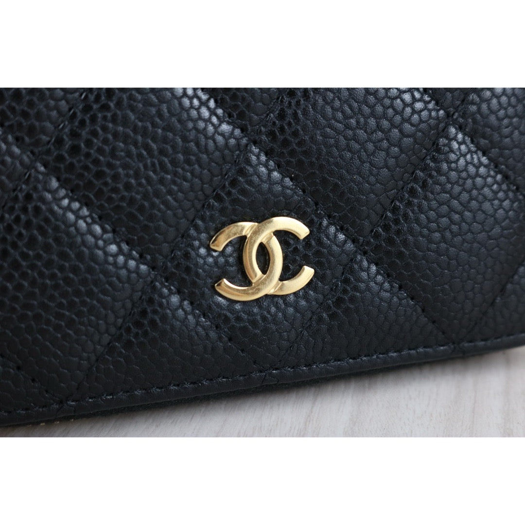 Very Good ( Rank A) ｜CHANEL Caviar Skin Leather Calf  Wallet Black Made In 2018 Year｜X25050603