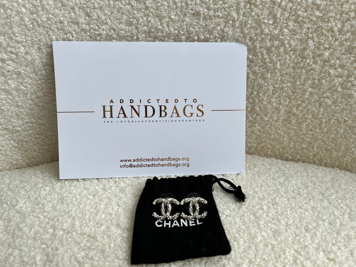 Chanel Crystal Encrusted Twisted Rope CC Earrings