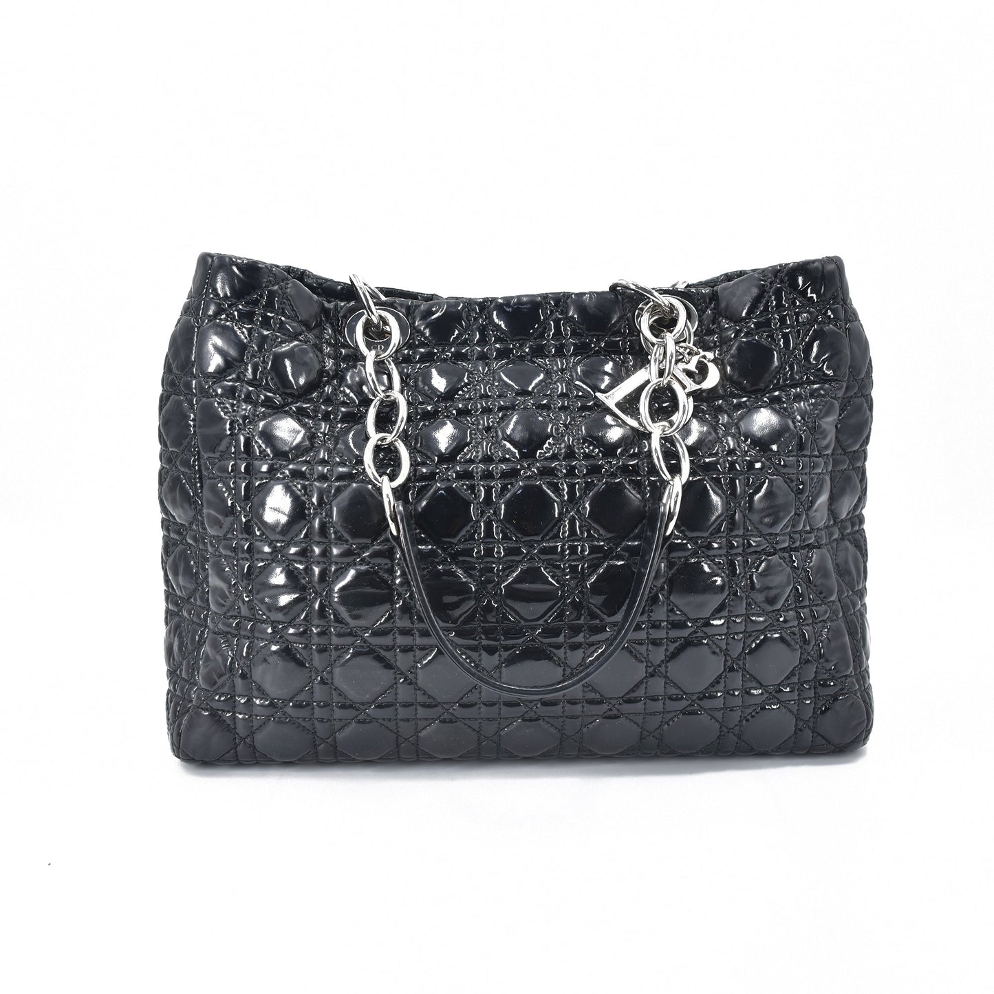 Cannage Patent Leather Shopping Tote