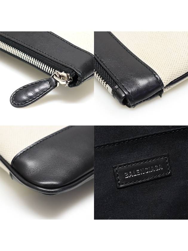 Luxury Balenciaga  420407 Cotton Canvas Navy Clip M Clutch