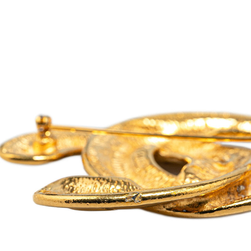 Chanel Vintage Coco Mark Brooch Gold Plated