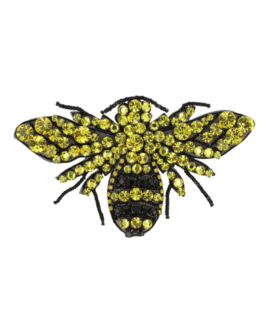 Gucci Womens Crystal-Embellished Bee Brooch Gold Black