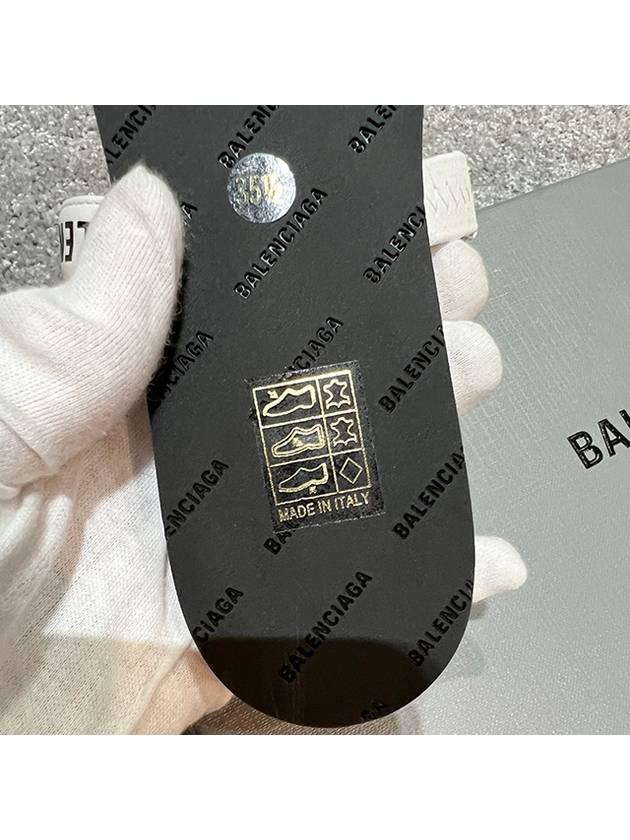 Luxury Balenciaga  Logo Round Slippers White