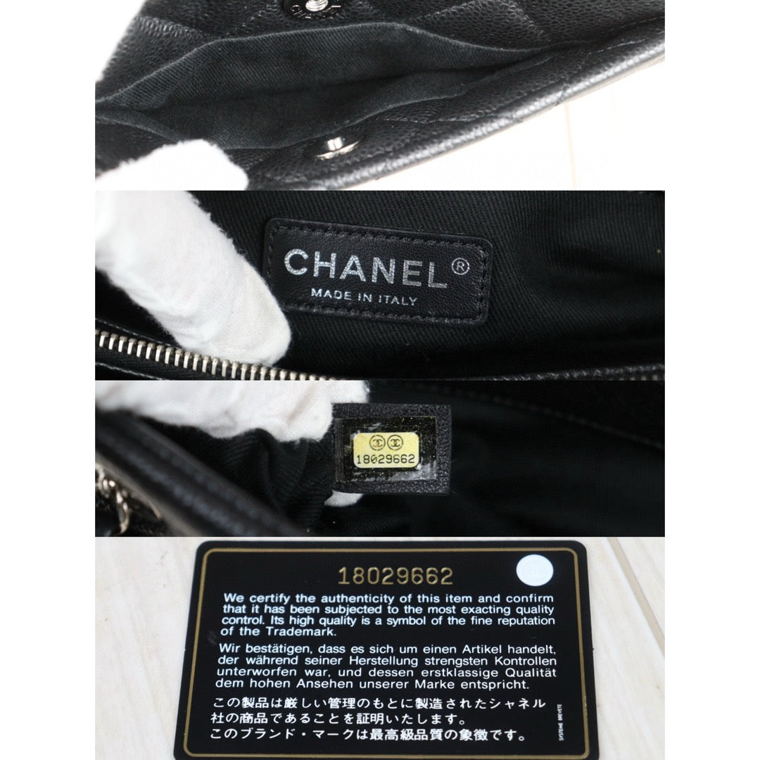 Good ( Rank AB) ｜ CHANEL Caviar Skin Leather Calf Leather Tote Bag Black Made In 2013～2014Year｜Y24082604