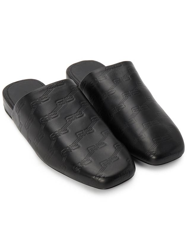 Luxury Balenciaga  Debossed Logo Leather Mule Black