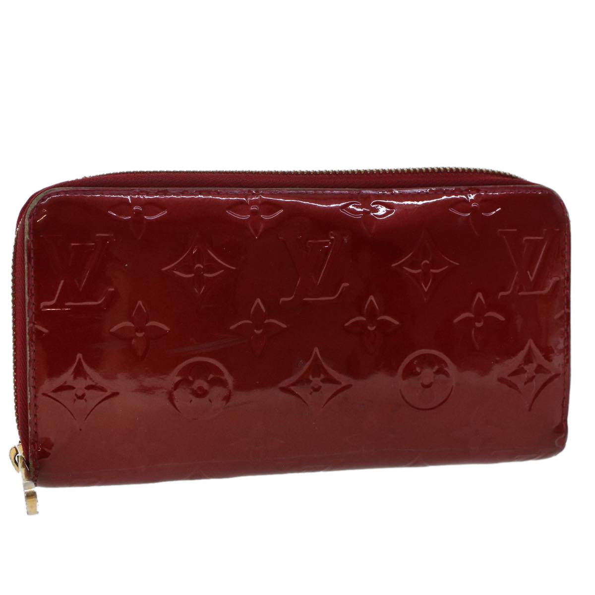 LOUIS VUITTON Monogram Vernis Zippy Wallet Rouge Grunadine M93058 LV Auth 47416