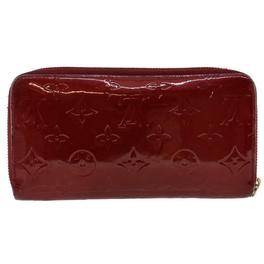 LOUIS VUITTON Monogram Vernis Zippy Wallet Rouge Grunadine M93058 LV Auth 47416