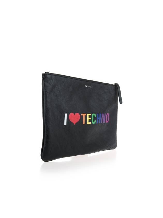 Luxury Balenciaga  I Love Techno Clutch Bag Black