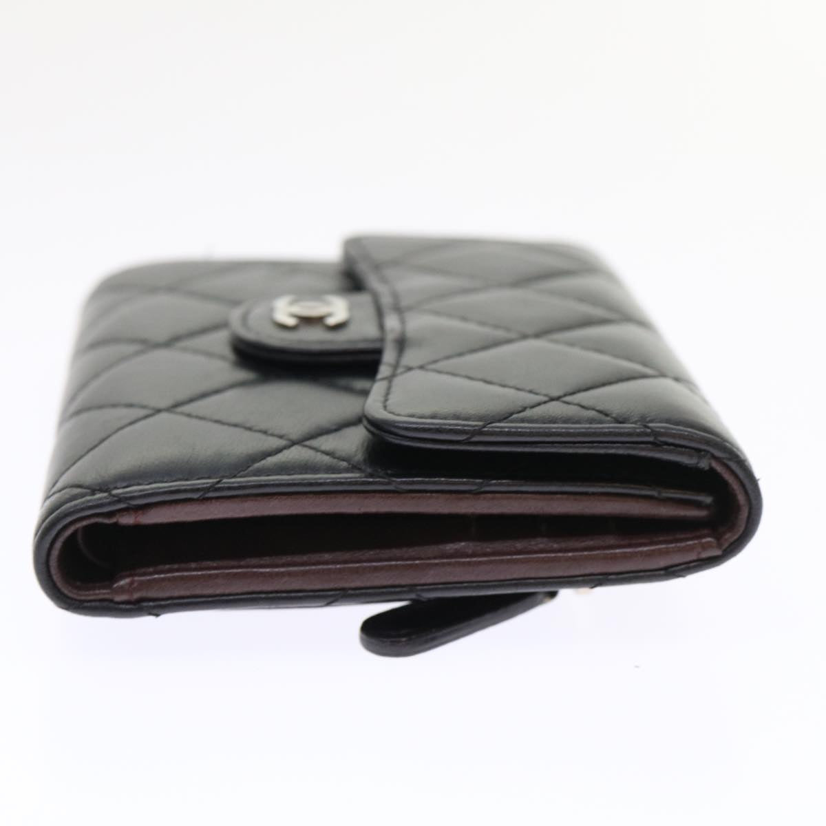 CHANEL Matelasse Wallet Lamb Skin Black CC  47561