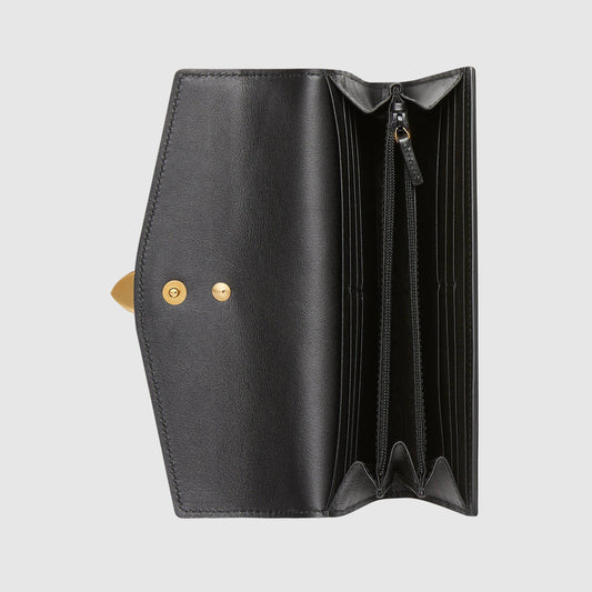 Gucci SyLouis Vuittonie Leather Zip Around Wallet Black