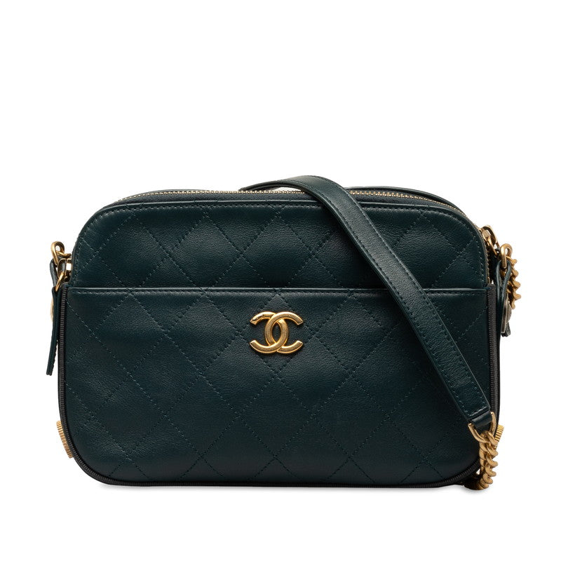 Chanel Matrases Coco Mark Chain Shoulder Bags Green Leather   Chanel