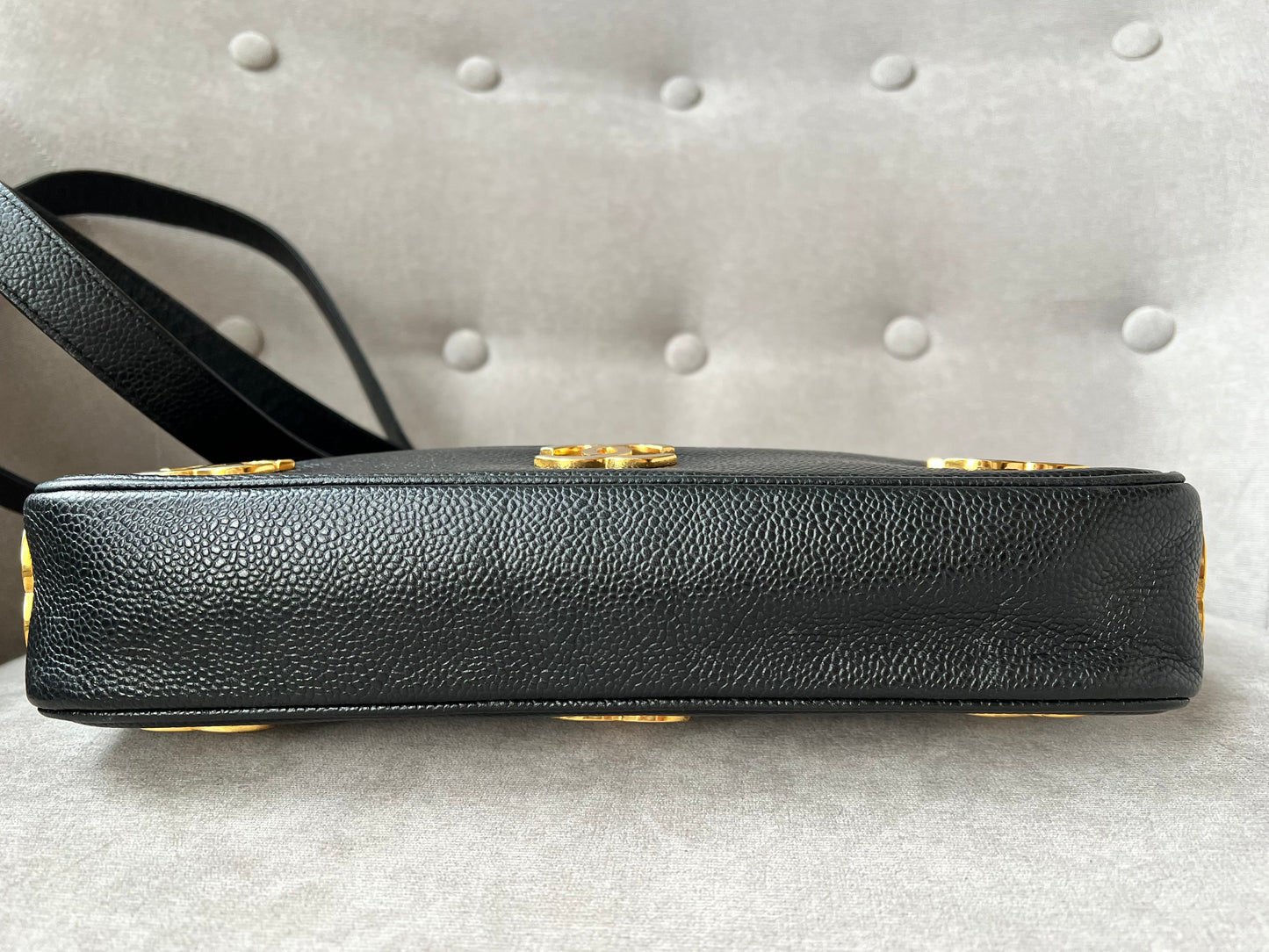 Chanel Vintage Black Caviar Chain Tote with 24k Gold Hardware