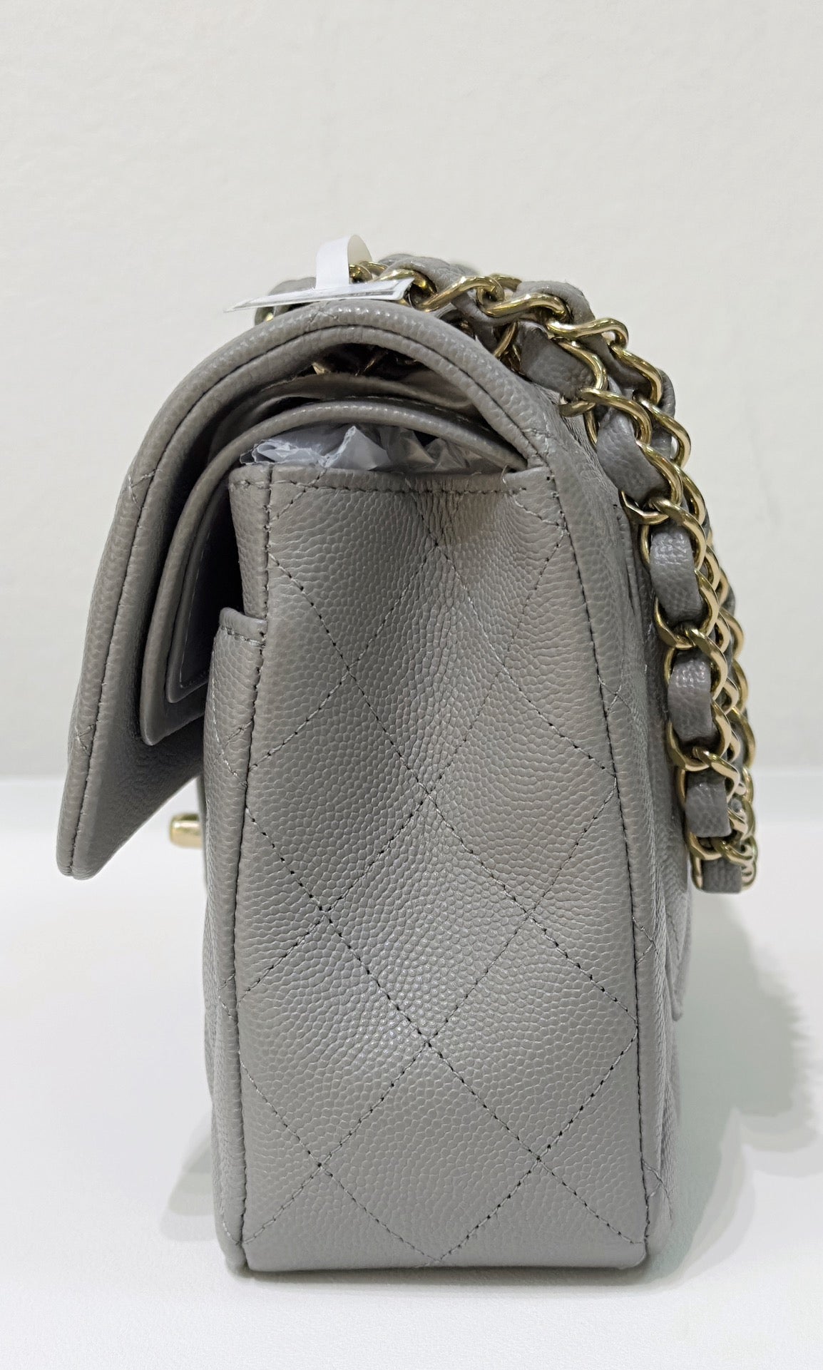 Chanel Small Caviar Quilted Double Flap Grey LGHW