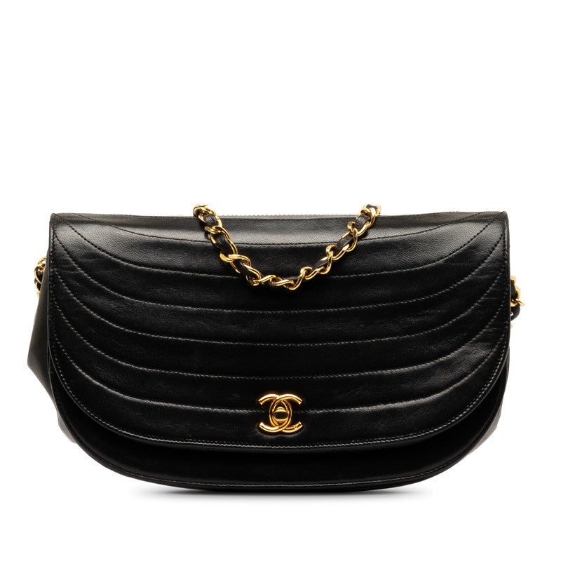 Chanel Coco Half Moon Chain Shoulder Bag Black   Chanel