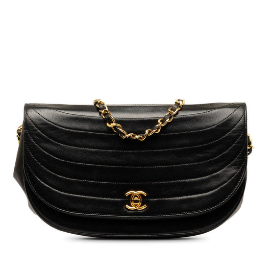 Chanel Coco Half Moon Chain Shoulder Bag Black   Chanel