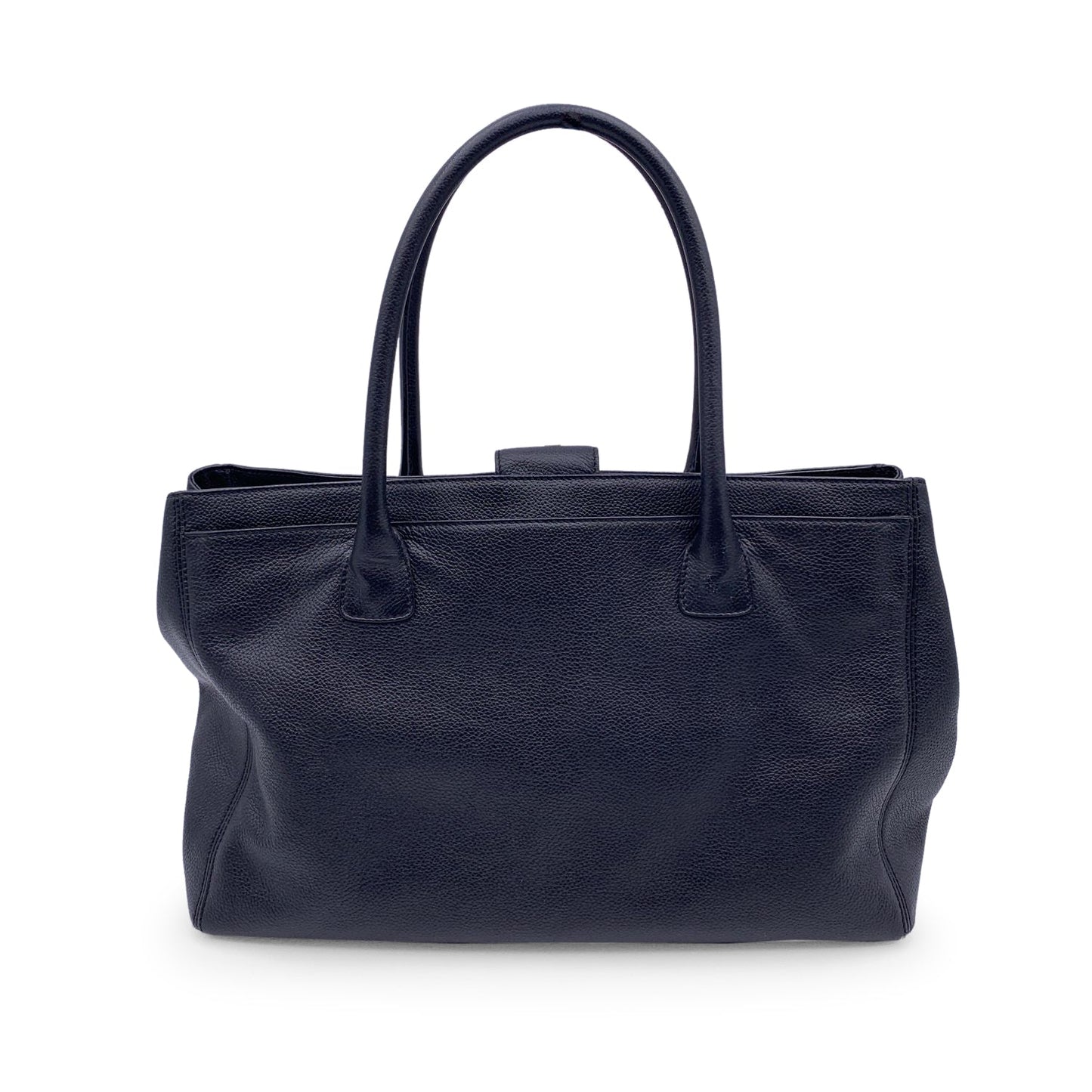 CHANEL Black Pebbled Leather Executive Tote Bag Handbag 2000S