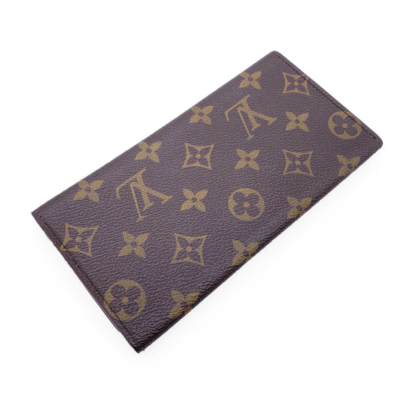 LOUIS VUITTON Vintage Brown Monogram Canvas Long Bill Wallet