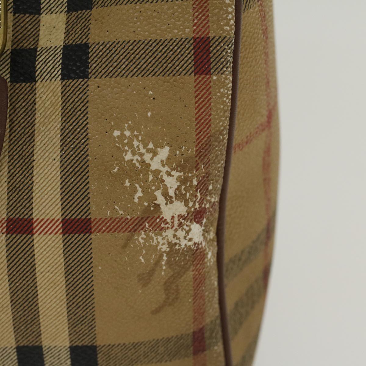 BURBERRYSs Nova Check Hand Bag PVC Leather Beige Brown Auth 48027