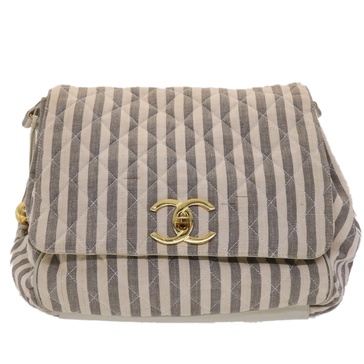 Top Quality Chanel Matelasse Shoulder Bag Canvas Light Blue White CC Auth 48071A