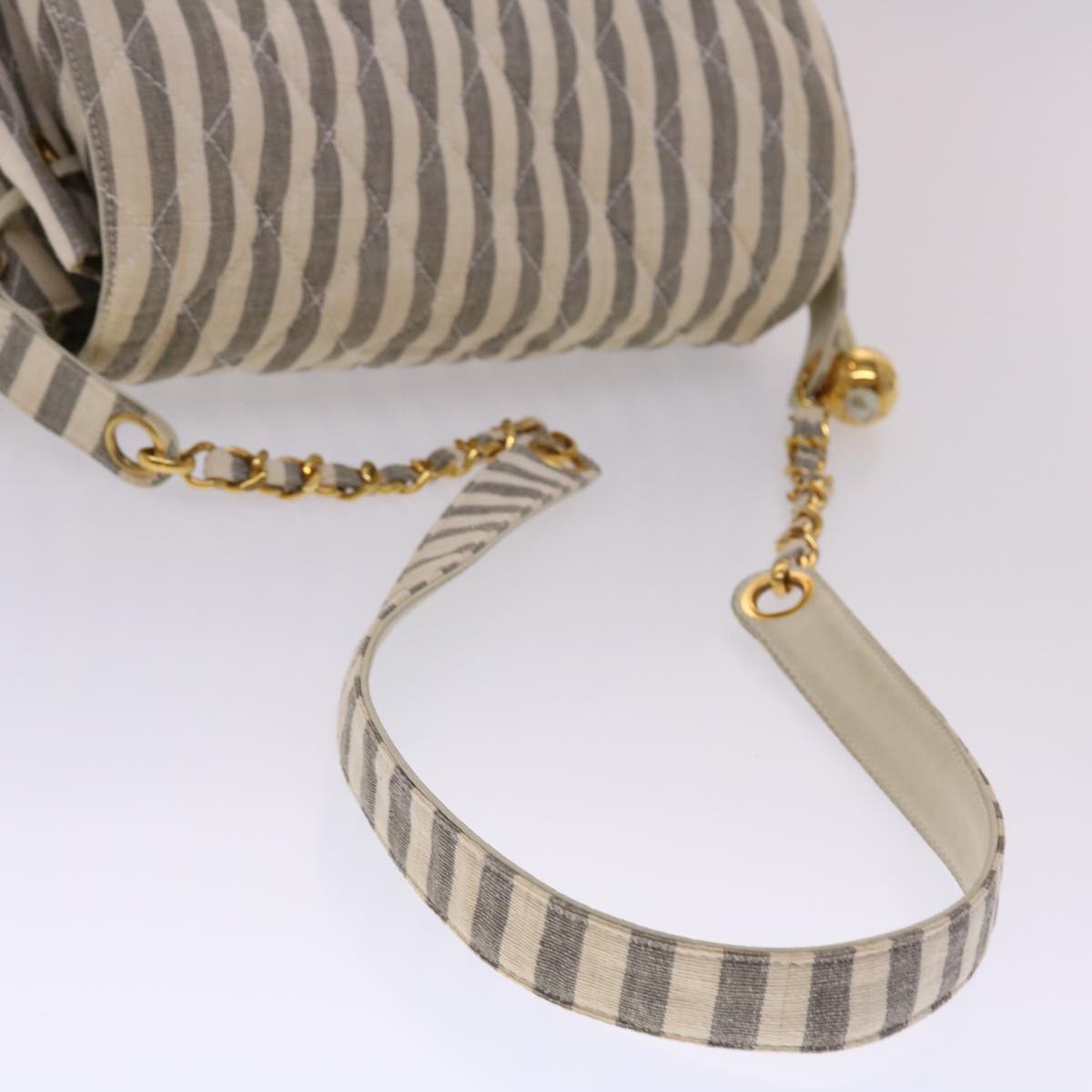 Top Quality Chanel Matelasse Shoulder Bag Canvas Light Blue White CC Auth 48071A
