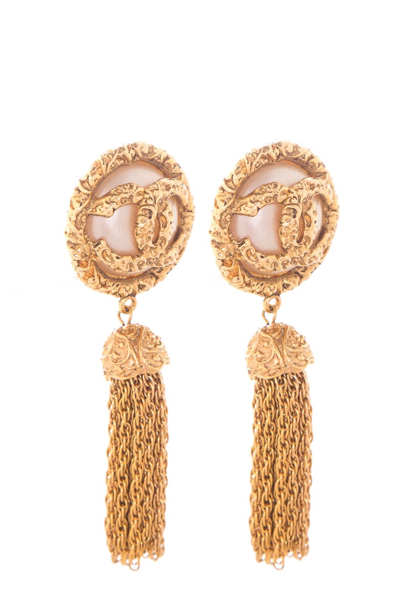 Chanel Gold & Pearl Tassel 93 Earrings