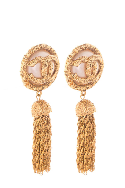 Chanel Gold & Pearl Tassel 93 Earrings